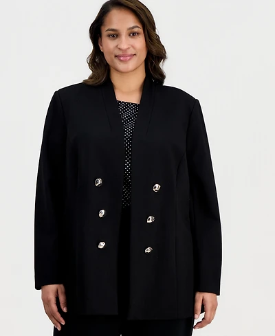 Anne Klein Plus Size Open-Front Long-Sleeve Jacket