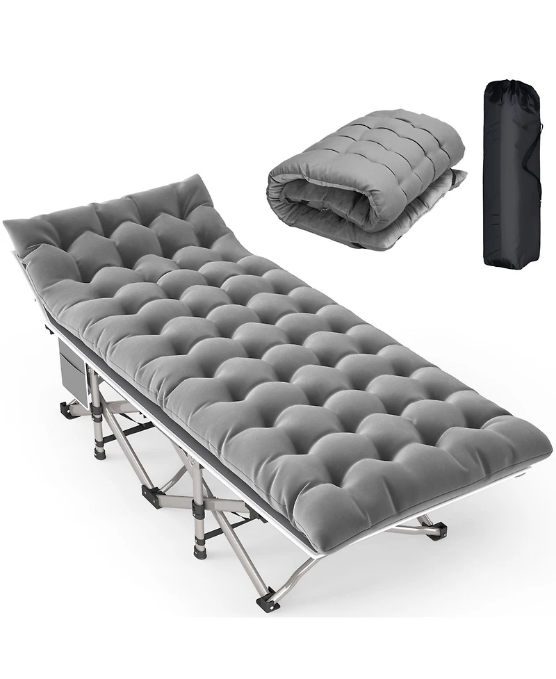 Folding Camping Cot with Removable Cotton Mattress for Office, Home and Beach, 450 lbs
