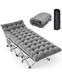 Folding Camping Cot with Removable Cotton Mattress for Office, Home and Beach, 450 lbs