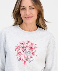 Style & Co Petite Love Flowers Graphic Fleece Sweatshirt, Macy's Exclusive