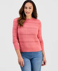 Style & Co Petite Crewneck Pointelle Long-Sleeve Sweater, Macy's Exclusive