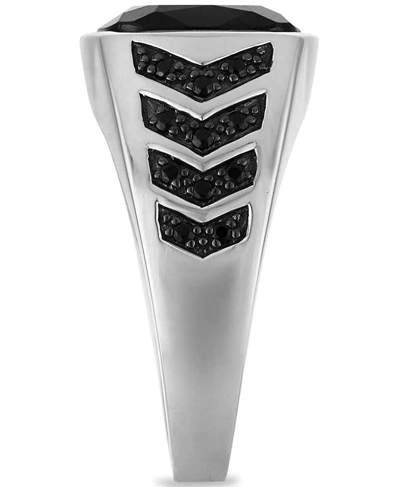 Esquire Men's Jewelry Black Onyx and Black Spinel Stones Ring in Sterling Silver