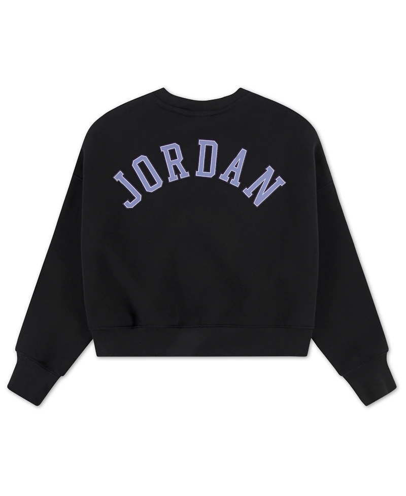 Jordan Girls S-xl Fleece Crewneck Ribbed Trim Sweatshirt