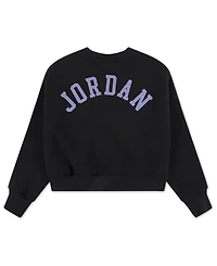 Jordan Girls S-xl Fleece Crewneck Ribbed Trim Sweatshirt