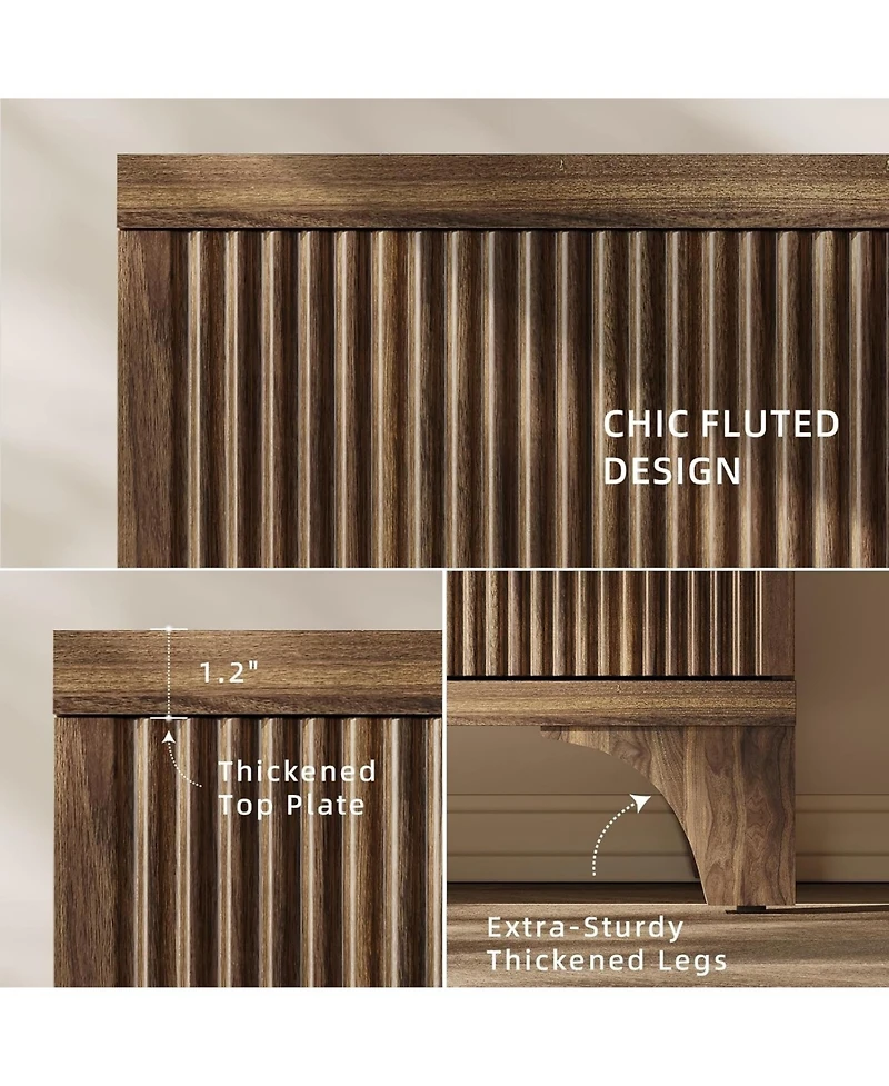 Sugift Modern Farmhouse Tv Stand, 2-Door Tv Cabinet for Tv up to 65"