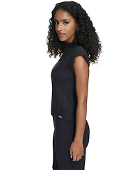 Calvin Klein Women's Mock Neck Cap Sleeve Sweater