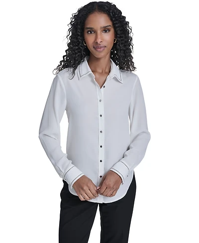 Calvin Klein Women's Decorated Button-Down Top