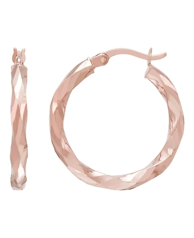 Macy's Polished Twist Tube Hoop Earrings in 10K Rose Gold