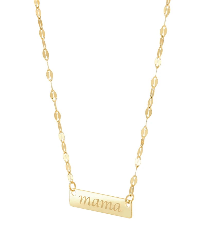 Italian Gold Polished Mama Pendant Necklace in 10k Yellow Gold