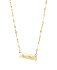 Italian Gold Polished Mama Pendant Necklace in 10k Yellow Gold