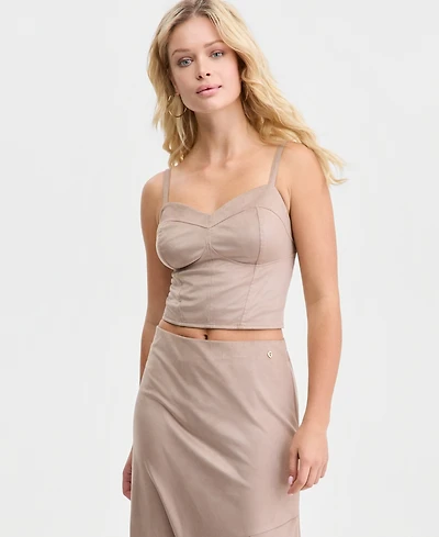 Guess Women's Nunzia Faux-Suede Corset Top
