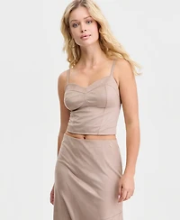 Guess Women's Nunzia Faux-Suede Corset Top