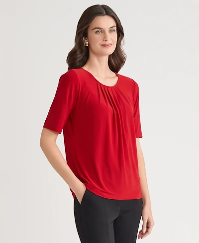 Kasper Women's Pleat Neck Knit Top