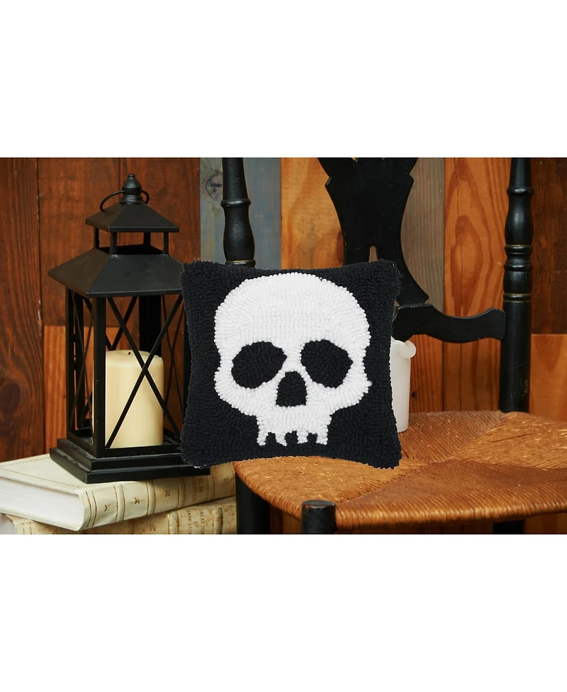 Skull Skeleton Hooked Small 8" Accent Pillow Halloween Decor