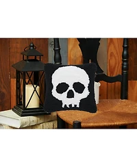 Skull Skeleton Hooked Small 8" Accent Pillow Halloween Decor