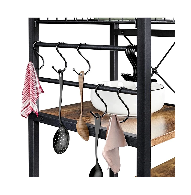 Yaheetech 35.5x15.5x33 inches Industrial Rustic Kitchen Baker's Rack Rustic Brown