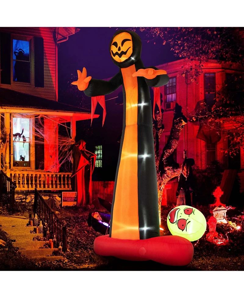 Costway 12 Ft Inflatable Grim Reaper Ghost Large Halloween Inflatables with Built-in Led Lights and Scary Skull