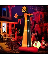 Costway 12 Ft Inflatable Grim Reaper Ghost Large Halloween Inflatables with Built-in Led Lights and Scary Skull