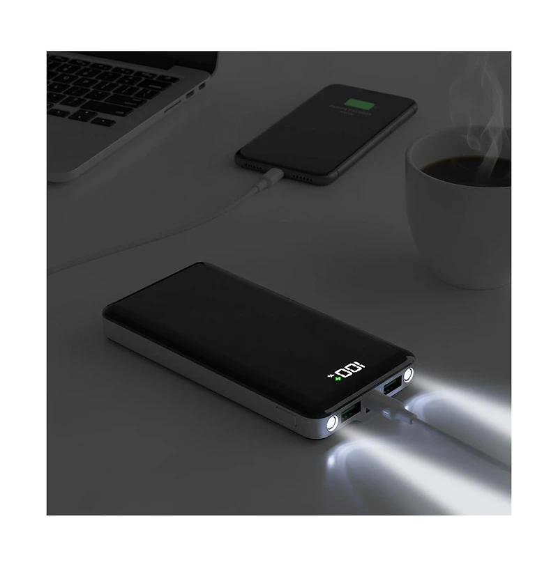 Brookstone 10,000 mAh Pd 20W Ultra Fast Charging Uv Finish power Bank with Lcd Power Display