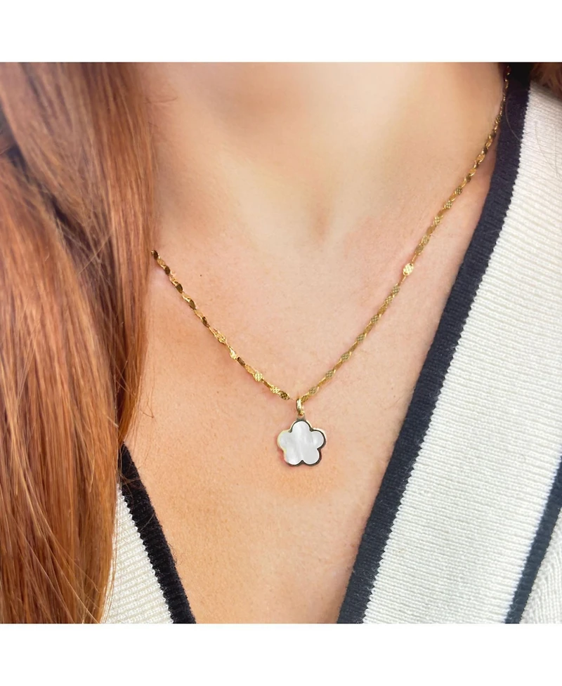 The Lovery Mother of Pearl Flower Charm 14K Gold