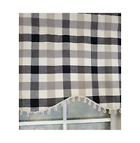 Rlf Home Ruskin Check Provance 3" Rod Pocket Lining Luxurious and Elegant Window Treatment Valance 50" x 15" Black