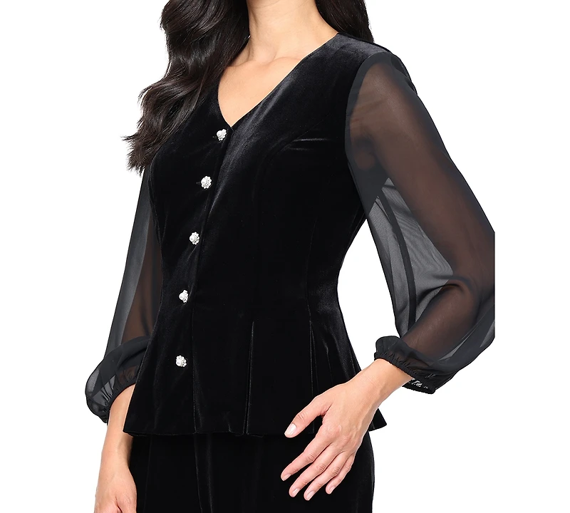 Alex Evenings Women's 3/4-Sleeve V-Neck Top