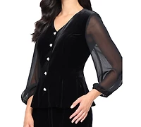 Alex Evenings Women's 3/4-Sleeve V-Neck Top