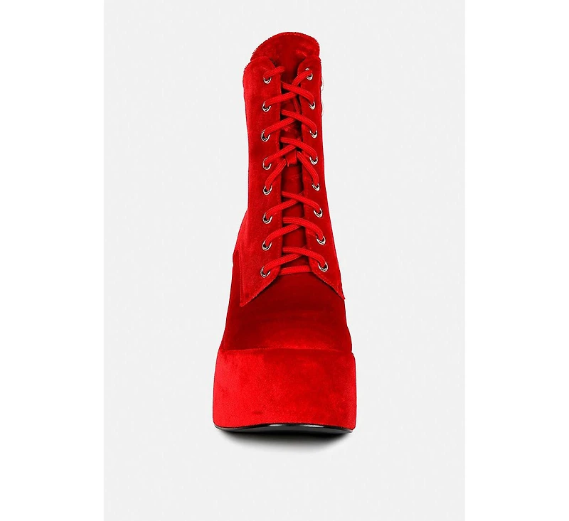 Ashcan Womens High Platform Velvet Ankle Boots
