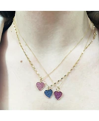 The Lovery Blue Sapphire Pave Heart Charm 14K Gold