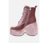 Ashcan Womens High Platform Velvet Ankle Boots