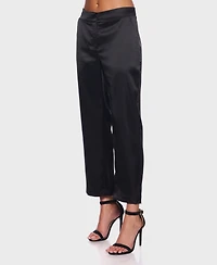 Alex & Sophia Women's Bridal Satin Straight Leg Pants