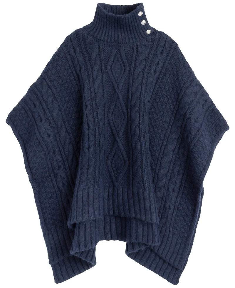 Lauren Ralph Lauren Crest Button Cable Poncho Wrap
