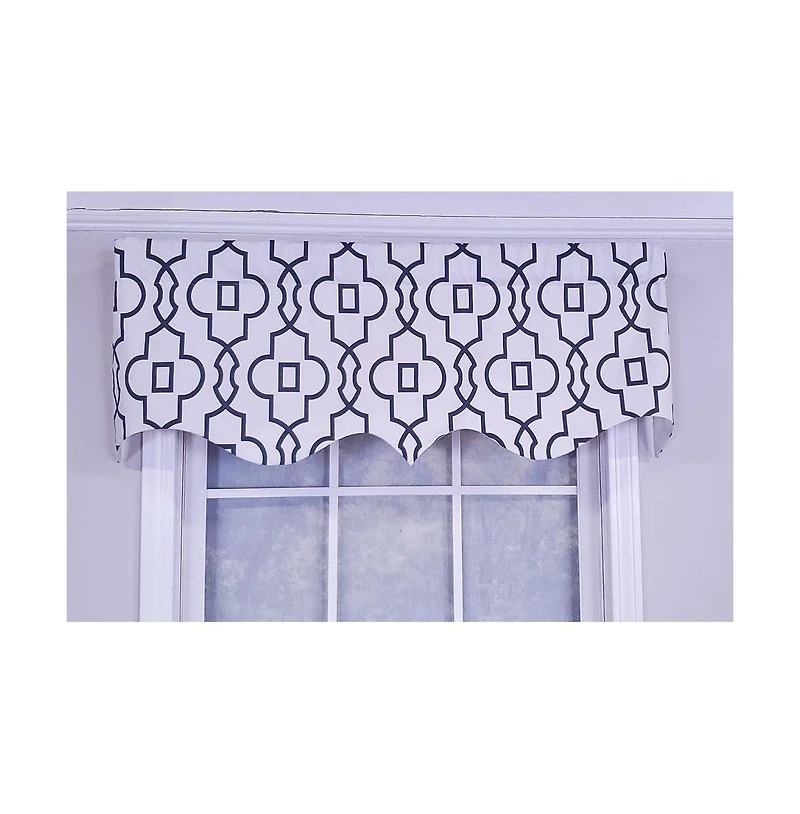 Rlf Home Modern Design Classic Crusade Regal Style Window Valance 50" x 17" Light Navy