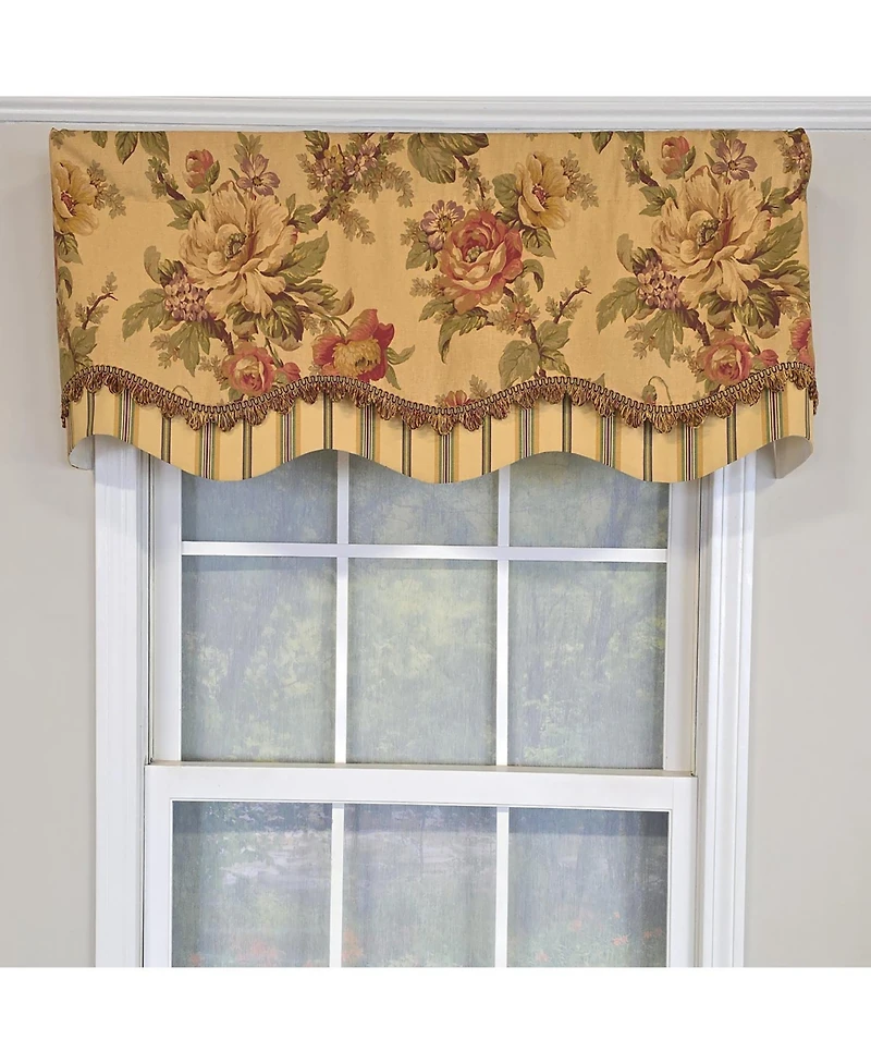 Rlf Home 100% Cotton Dewsbury Glory Fully lined Windows Rod Pocket Valance 50" x 16" Beige