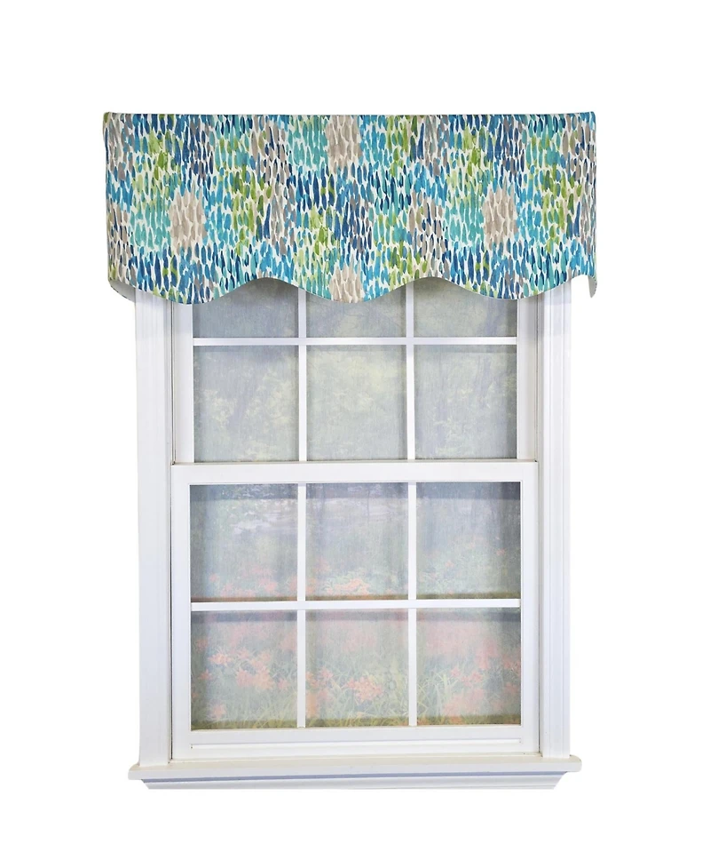 Rlf Home 100% Cotton Dazzle Provance With Poly/Cotton Ivory lining Rod Pocket Valance 50" x 17" Blue