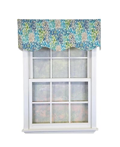 Rlf Home 100% Cotton Dazzle Provance With Poly/Cotton Ivory lining Rod Pocket Valance 50" x 17" Blue