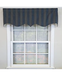 Rlf Home 100% Cotton Bronte Regal With Poly/Cotton Ivory lining Rod Pocket Valance 50" x 16" Navy