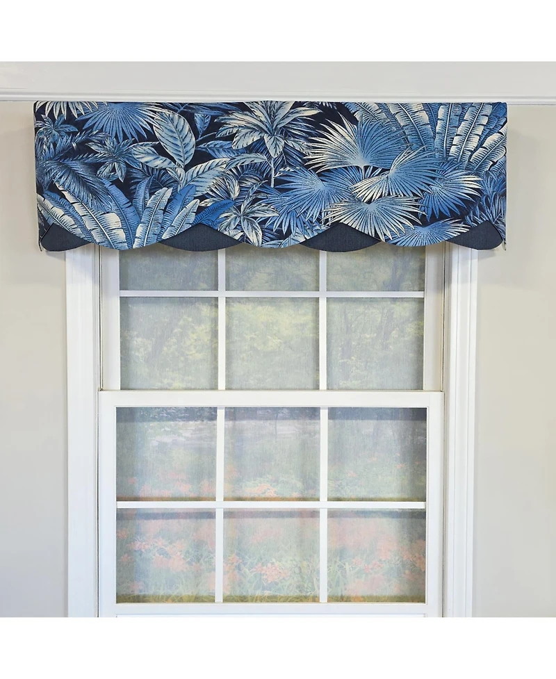 Rlf Home 100% Cotton Baja Petticoat Fully lined Windows Rod Pocket Valance 50" x 15" Navy