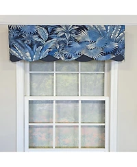 Rlf Home 100% Cotton Baja Petticoat Fully lined Windows Rod Pocket Valance 50" x 15" Navy