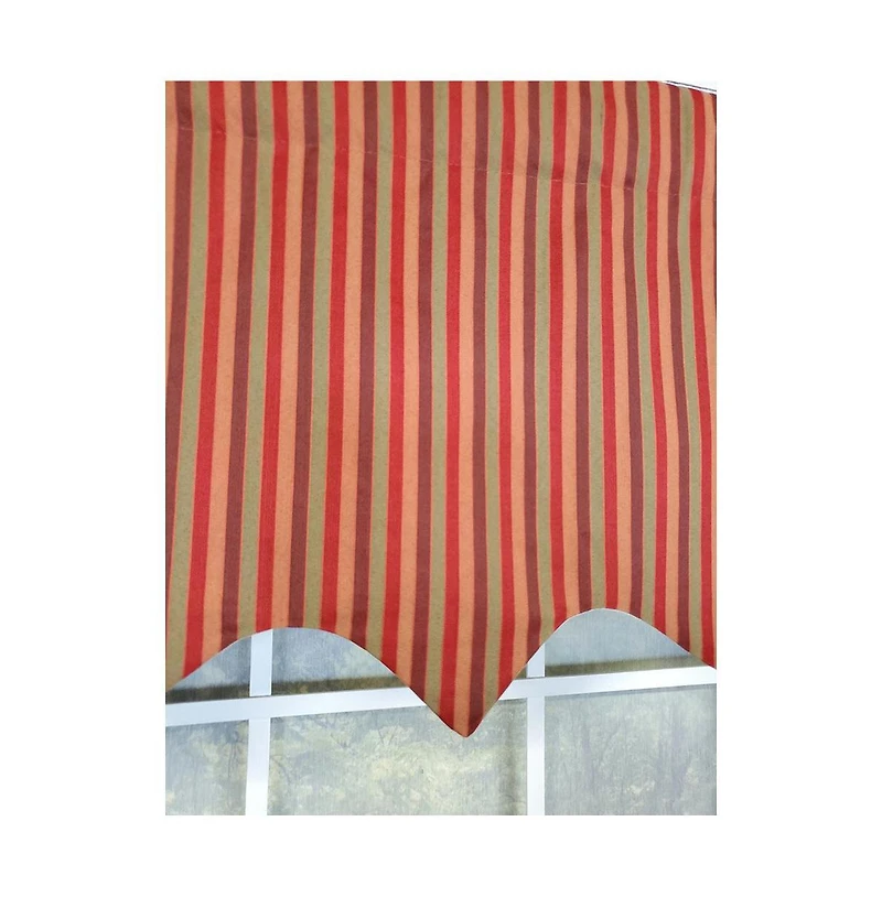 Rlf Home Roman Stripe Regal 3" Rod Pocket Lining Luxurious and Elegant Window Treatment Valance 50" x 17" Orange
