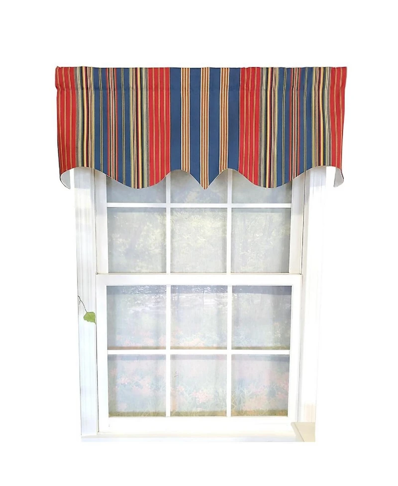 Rlf Home Sailor Stripe Regal 3" Rod Pocket Lining Luxurious and Elegant Window Treatment Valance 50" x 17" Nautical