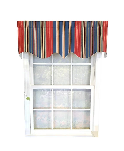 Rlf Home Sailor Stripe Regal 3" Rod Pocket Lining Luxurious and Elegant Window Treatment Valance 50" x 17" Nautical