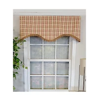 Rlf Home Dotted Squares Cornice 3" Rod Pocket Lining Luxurious and Elegant Window Treatment Valance 50" x 17" Peach