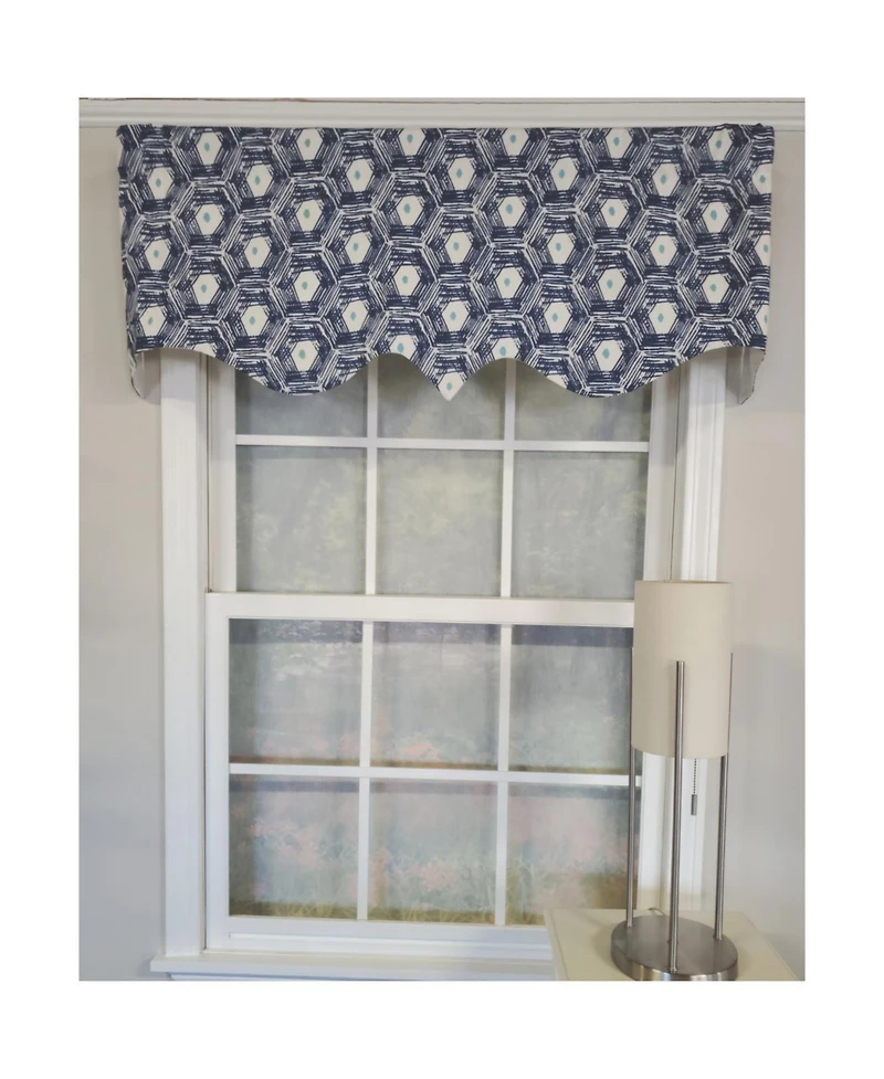 Rlf Home 3" Rod Pocket High Quality Fabric Jerin Regal Valance for Windows 50" x 17" Navy