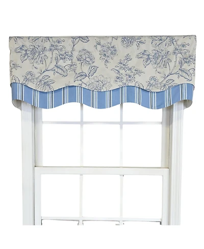 Rlf Home 100% Cotton Ashington Glory Fully lined Windows Rod Pocket Valance 50" x 16" Blue
