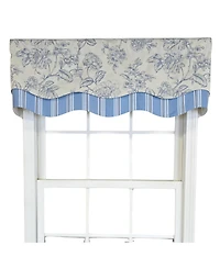 Rlf Home 100% Cotton Ashington Glory Fully lined Windows Rod Pocket Valance 50" x 16" Blue