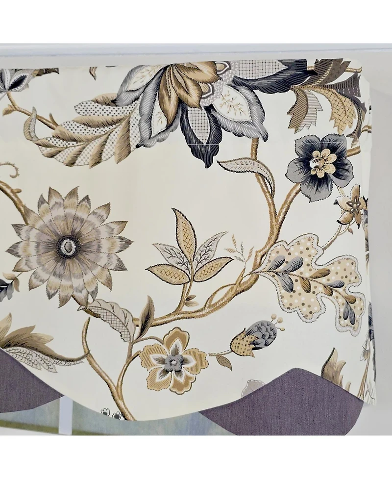 Rlf Home 100% Cotton Zanzibar Petticoat With Poly/Cotton lining Rod Pocket Valance 50" x 17" Gray