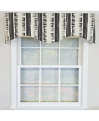 Rlf Home 100% Cotton Jaspeado Cornice With Poly/Cotton Ivory lining Rod Pocket Valance 50" x 17" Black