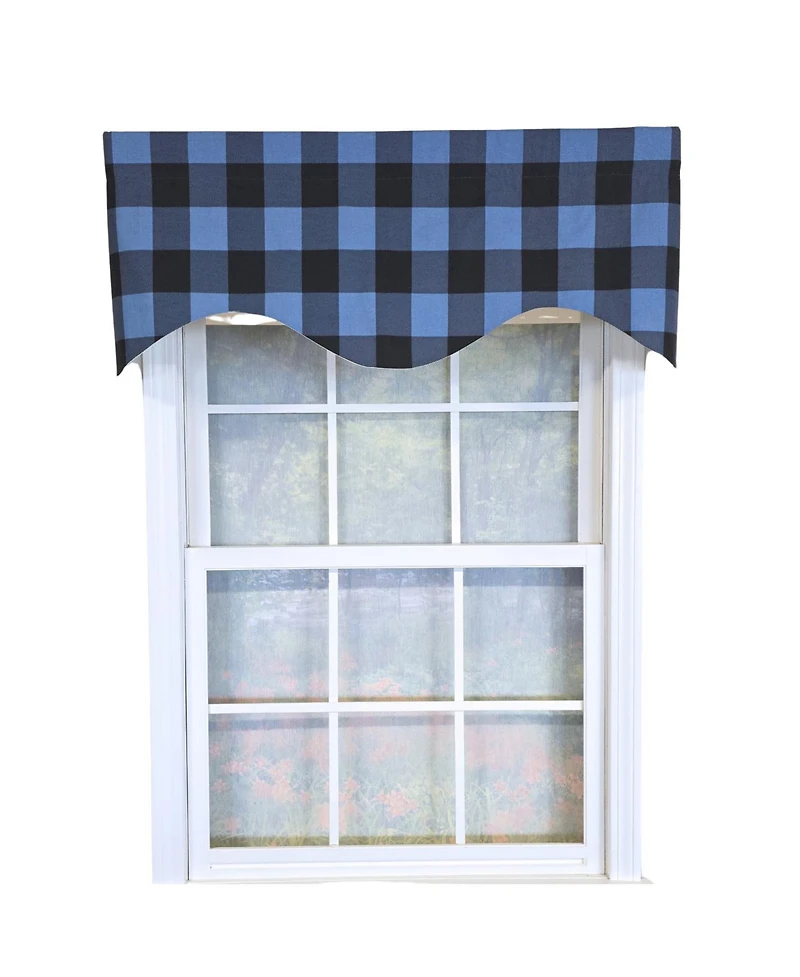 Rlf Home 100% Cotton Barnyard Check Cornice Fully lined Windows Rod Pocket Valance 50" x 17" Blue