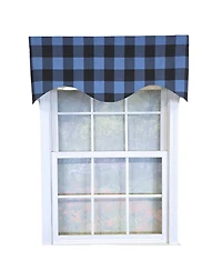 Rlf Home 100% Cotton Barnyard Check Cornice Fully lined Windows Rod Pocket Valance 50" x 17" Blue